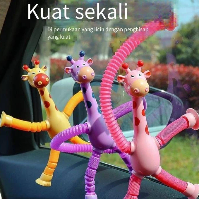 Berbagai jerapah bercahaya/tabung teleskopik mainan/kartun cangkir hisap/interaksi orangtua-anak/puzzle/mainan anak-anak/mainan dekompresi