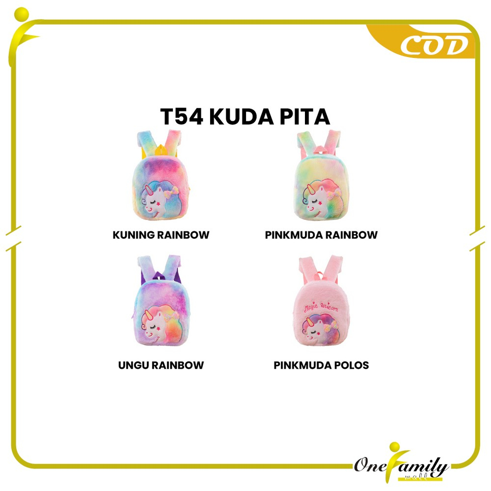 Jual ONE-T54 Tas Ransel Anak Karakter Kuda Pony Rainbow Model Bulu ...