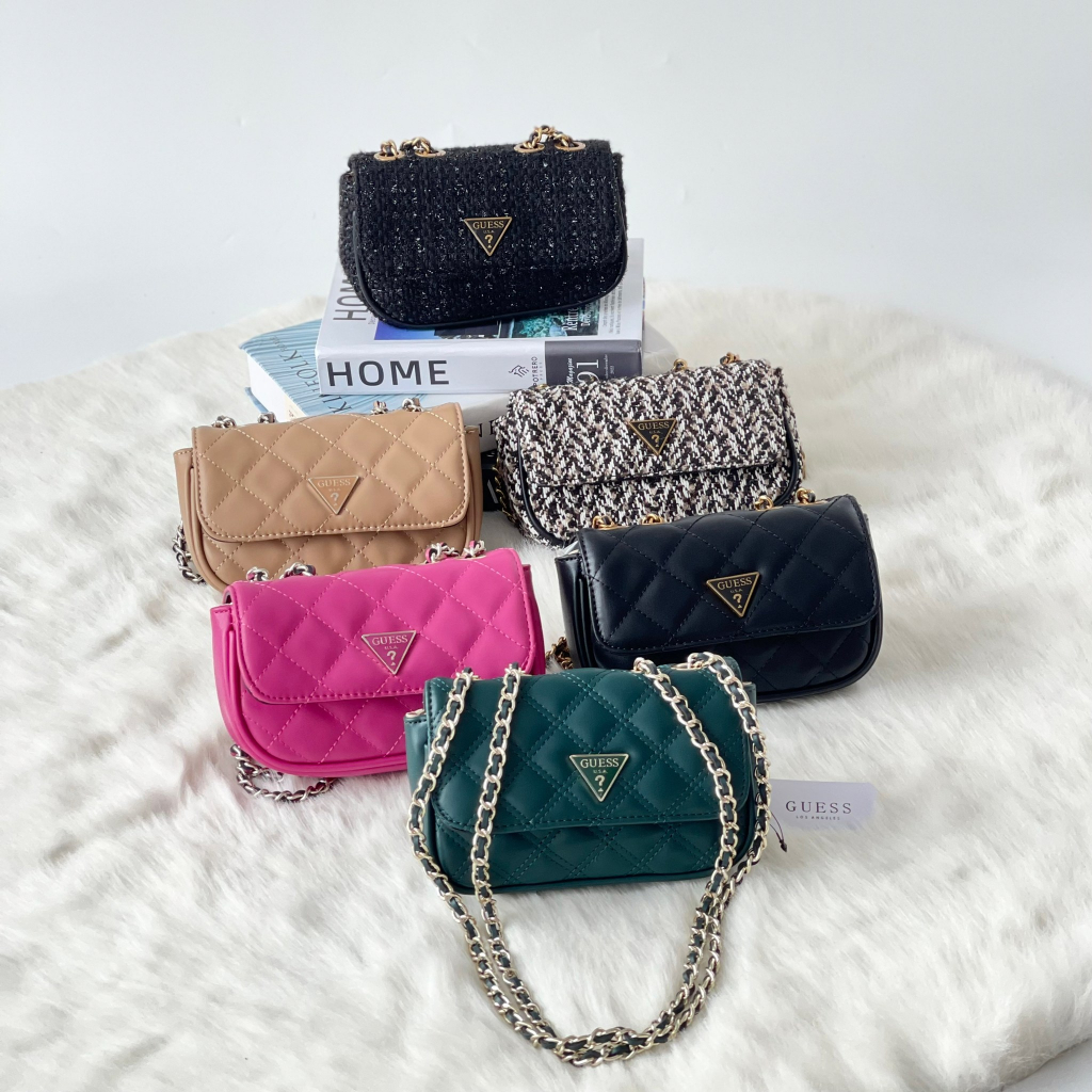 GSS LIMITED STOCK TAS BAHU GUESS CESSILY TWEED CONVERTIBLE MINI SLINGBAG  01663