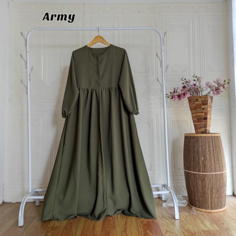 Jual gamis wolfis rempel tangan/ gamis wolfis polos / gamis wolfis ...