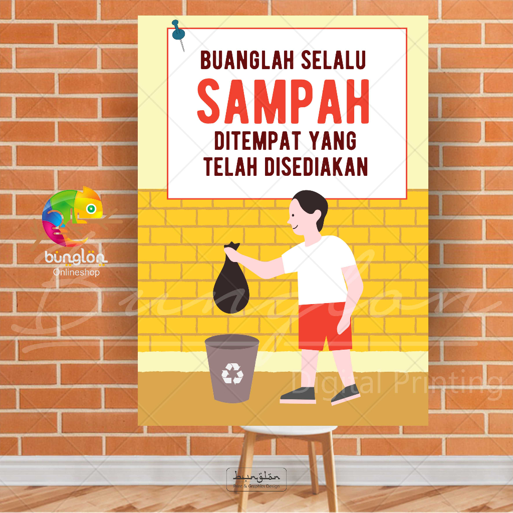 Jual Poster Edukasi Buang Sampah Pada Tempatnya Shopee Indonesia