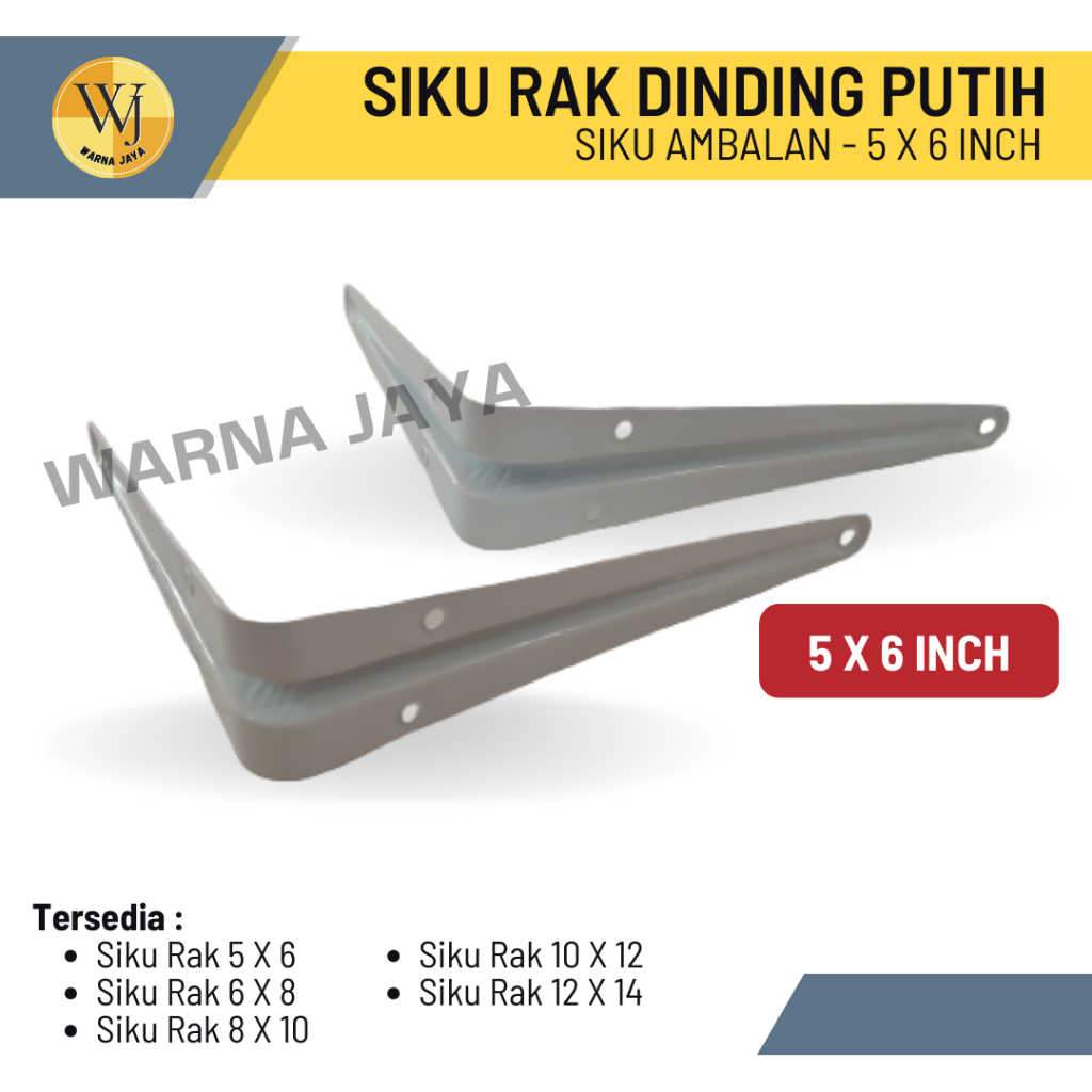 Jual Siku Rak 5 x 6 Inch / Siku Rak Dinding Putih Besi Ambalan 5x6 Inch ...