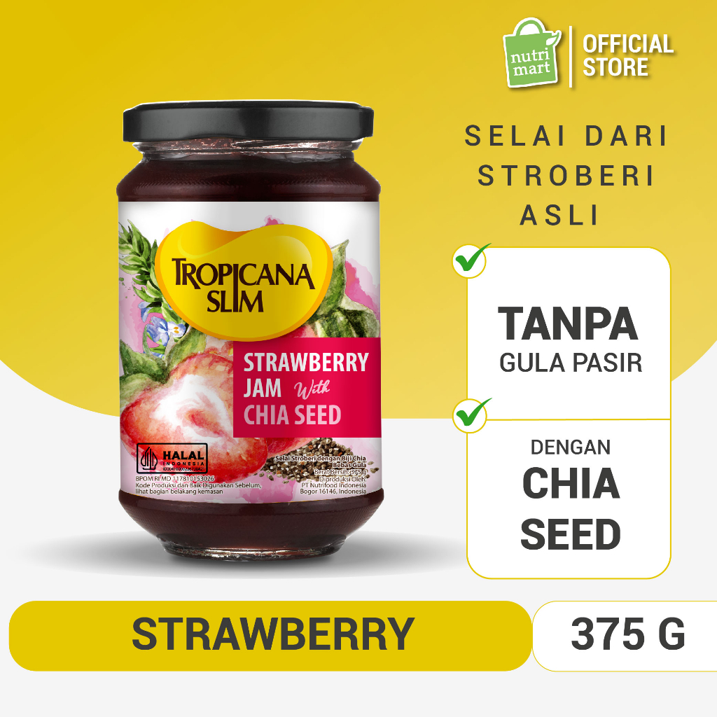 Jual Tropicana Slim Strawberry Jam 375 g - Selai Stroberi Bebas Gula ...