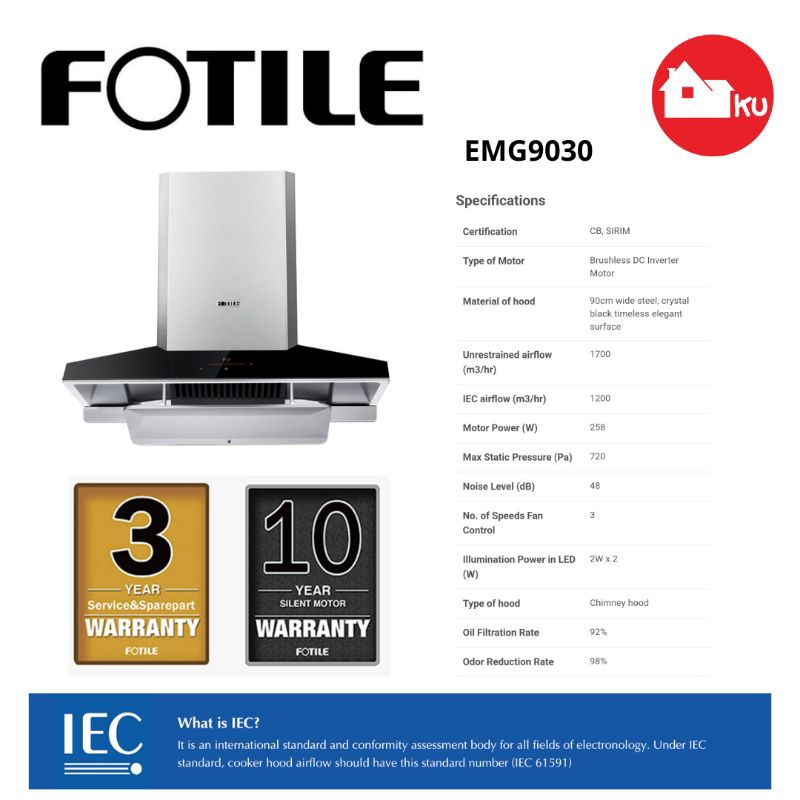 Jual FOTILE COOKER HOOD CHIMNEY EMG9030 HUNT SMOKE PENGHISAP ASAP DAPUR ...