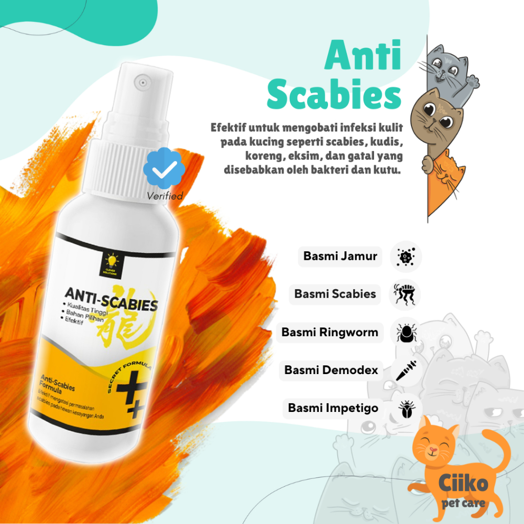 Jual ANTI SCABIES Obat Jamur Kucing Scabies Demodex Impetigo Jamur Kutu ...