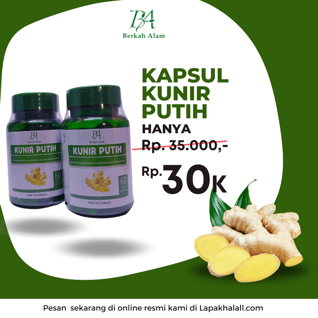 Jual Kunyit Putih Kapsul Kunir Putih Herbal Keputihan Kanker Serviks Rahim Payudara Kista 4616