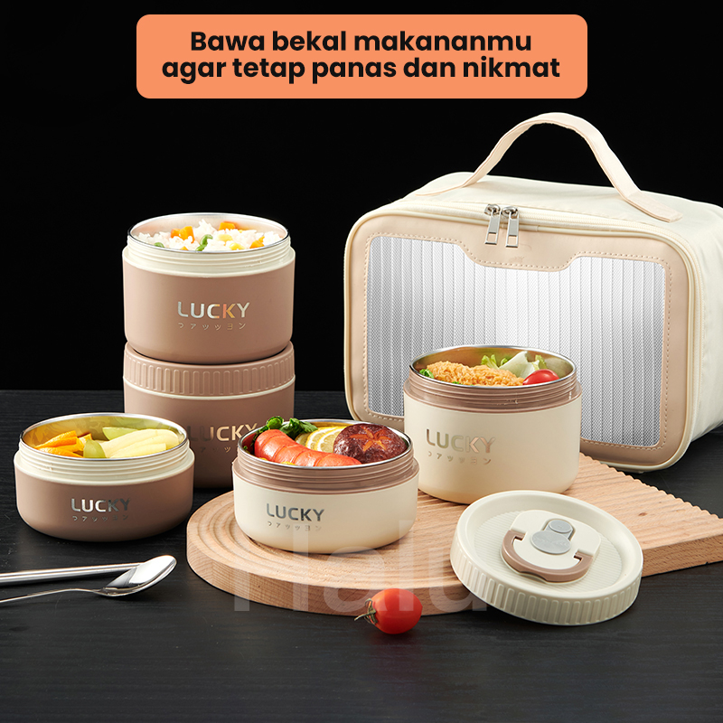 Jual HALU Round Lunch Box Tempat Makan Tahan Panas Kotak Makan Portable ...