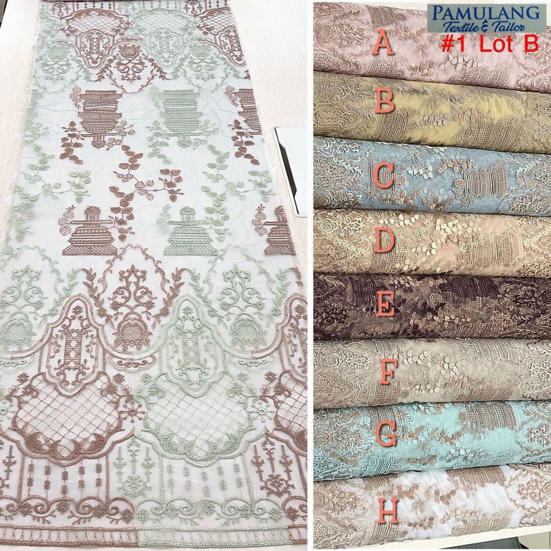 Jual Kain Tille Premium Bordir New Fanccy 2tone Motif Harga Per