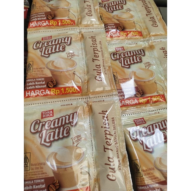 Jual Kopi Tora Bika Creamy Latte gula terpisah 1 renceng isi 10 sachet
