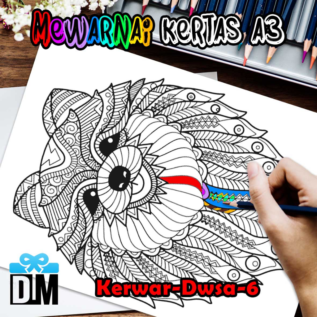 Jual Kertas Mewarnai a3 Buku Warna Coloring Paper Book Aesthetic Adult