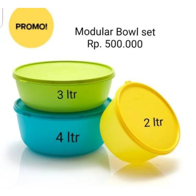 Jual modular bowl tupperware set (3) / mangkuk tupperware Shopee