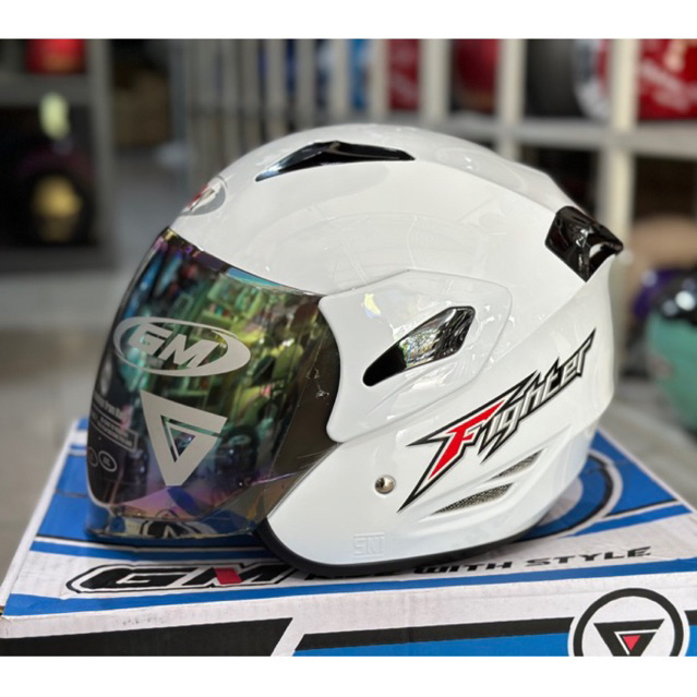 Jual Helm GM Fighter Polos ORIGINAL Putih Glossy | Shopee Indonesia
