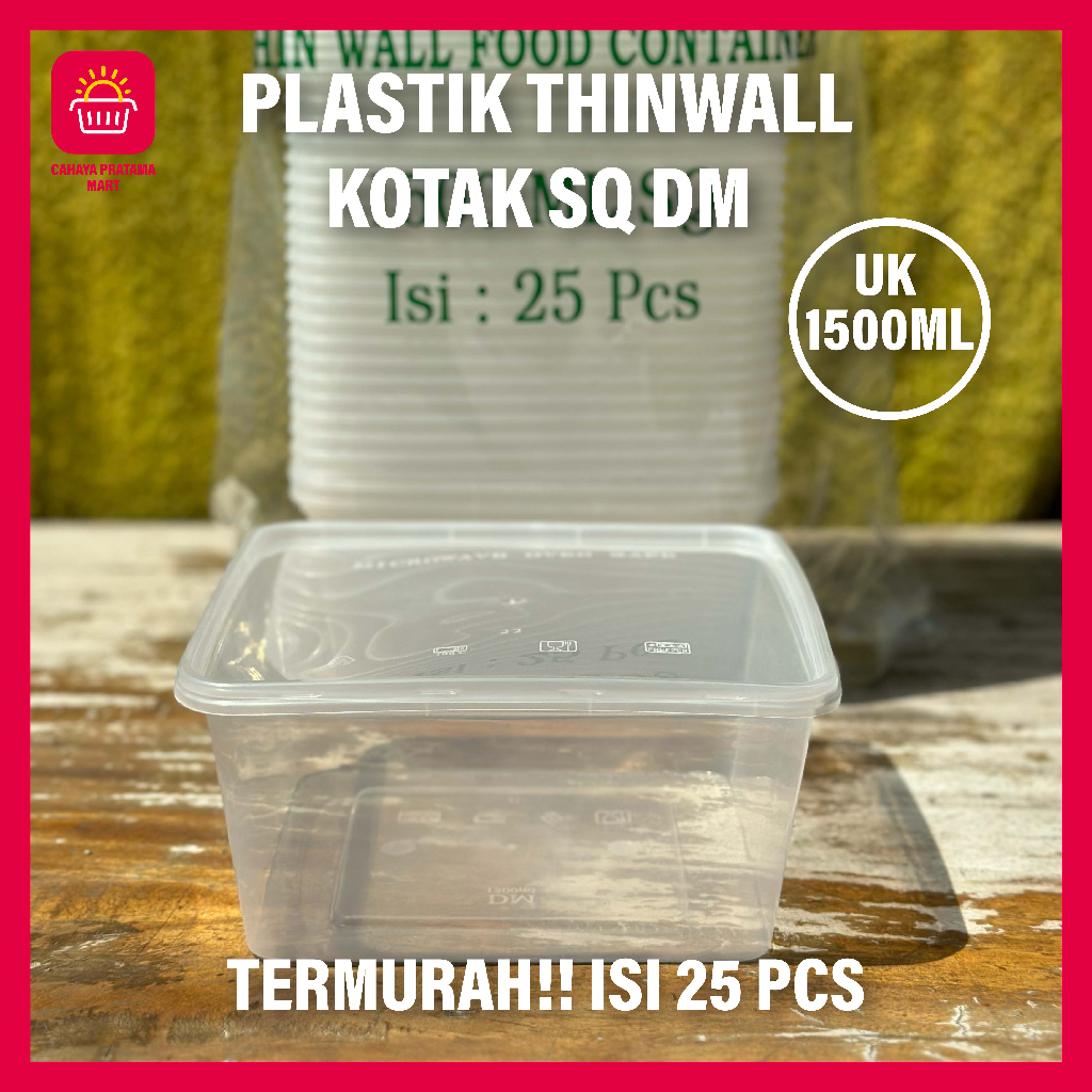 Jual Thinwall Square Kotak Makan Isi 25 Pcs Plastik Persegi Besar