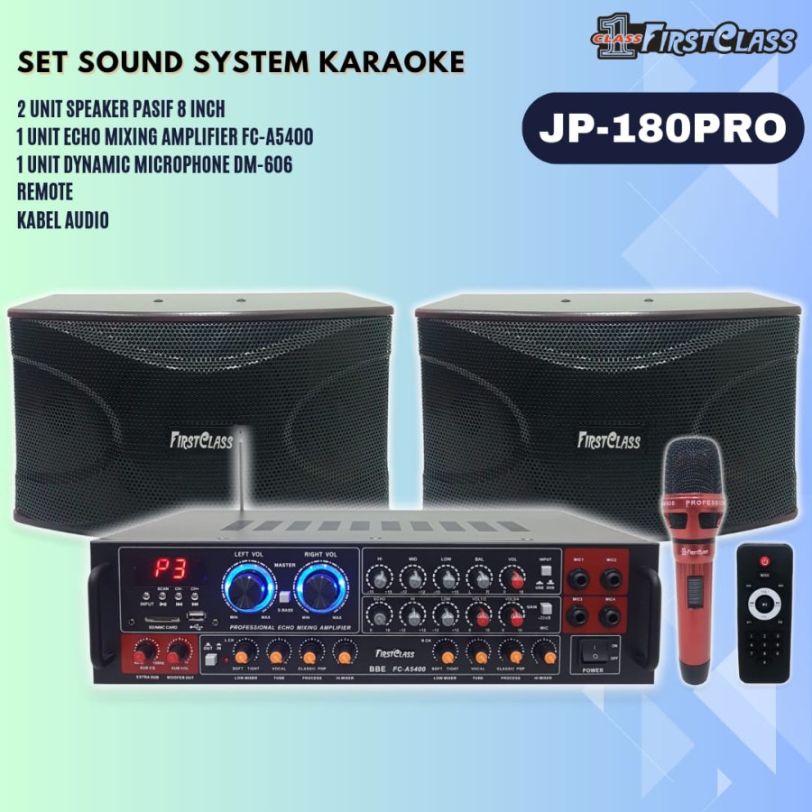 Jual Paket Sound System Karaoke Speaker Firstclass Amplifier Jp180pro