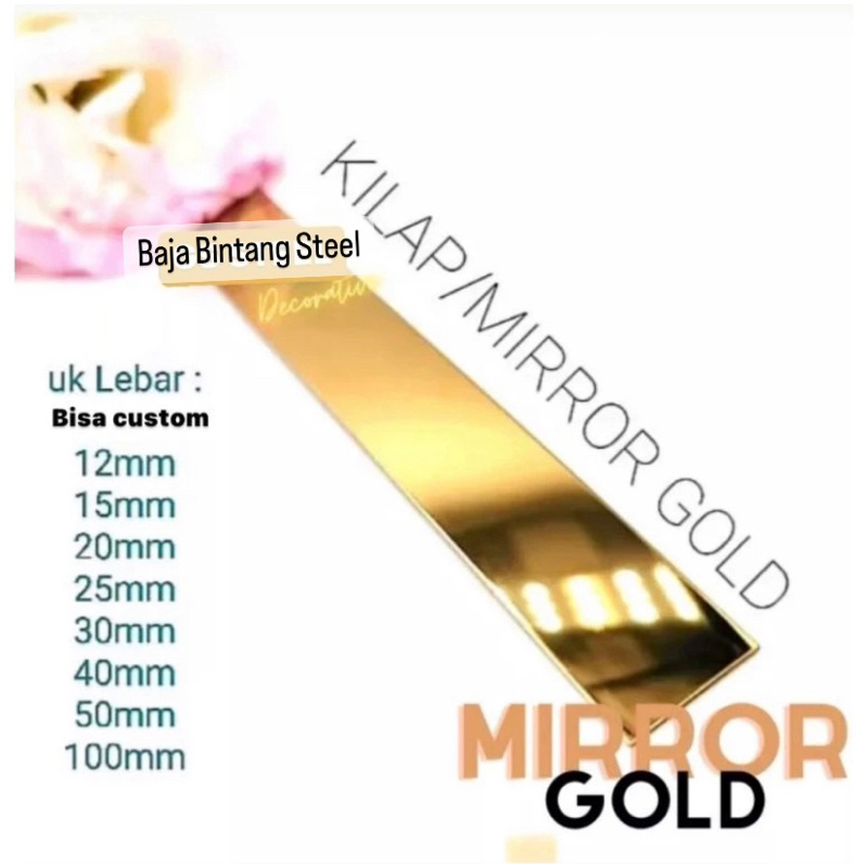 Jual LIST PLAT STRIP MIRROR GOLD STAINLESS STEEL 201 10MM P.2440MM T. 0 ...