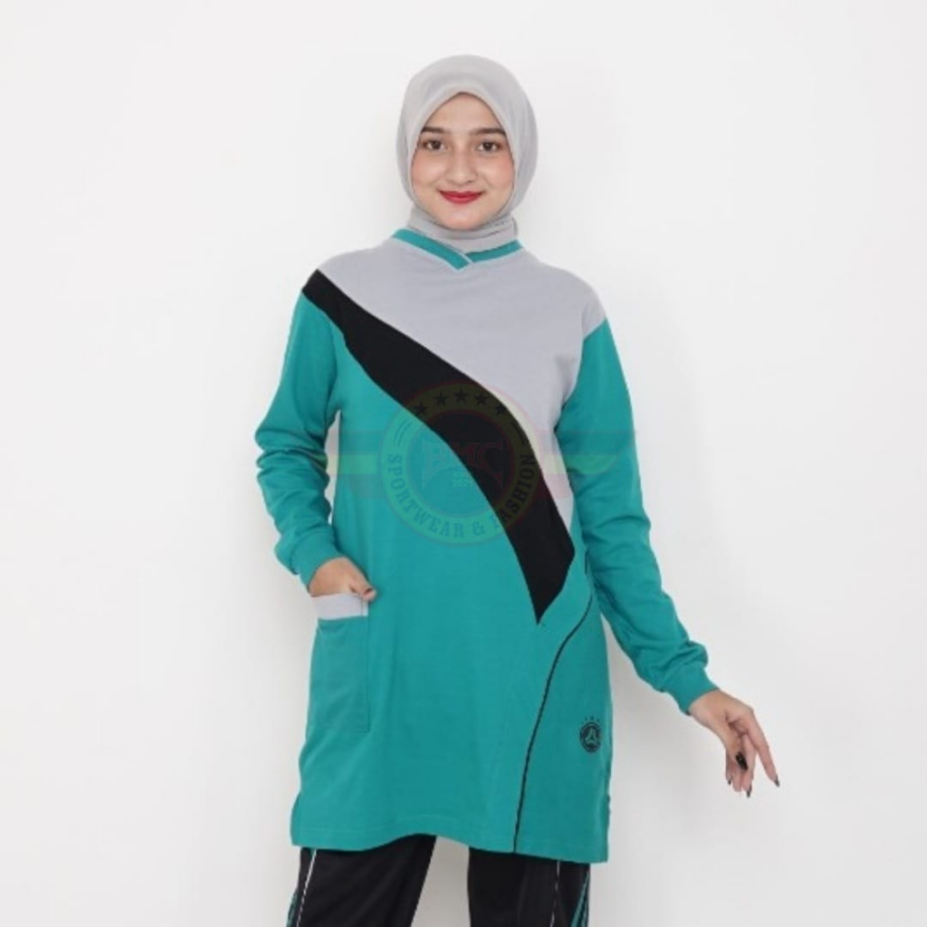 Jual Atasan kaos olahraga model tunik wanita muslimah / kaos olahraga