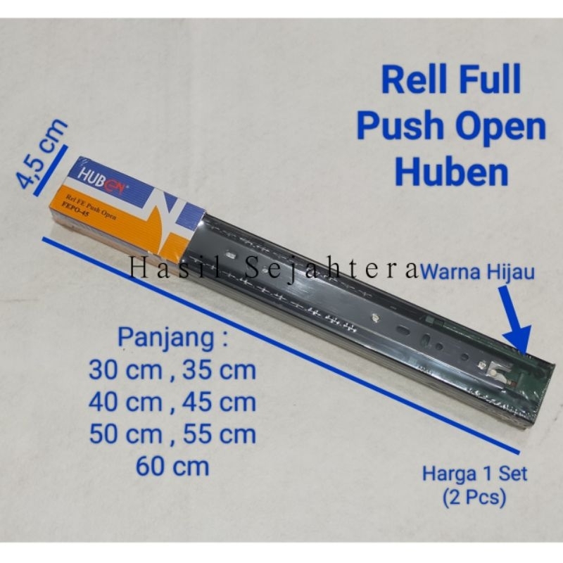 Jual Rel Laci Double Full Extension Push Open PO HUBEN 45mm Shopee