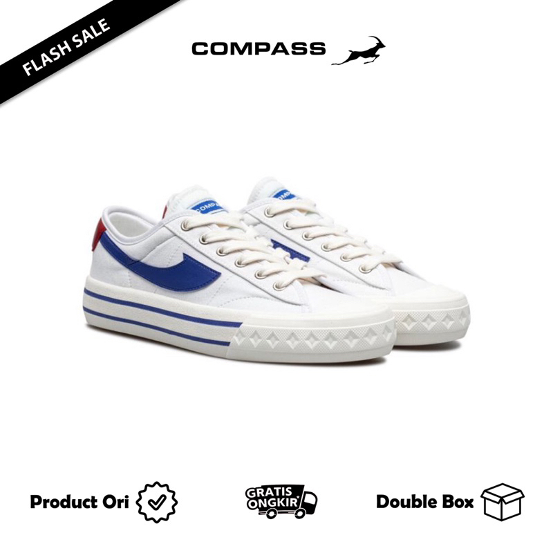 Jual [ORIGINAL NEW] SEPATU COMPASS RETOGRADE LOW WHITE BLUE | Shopee ...