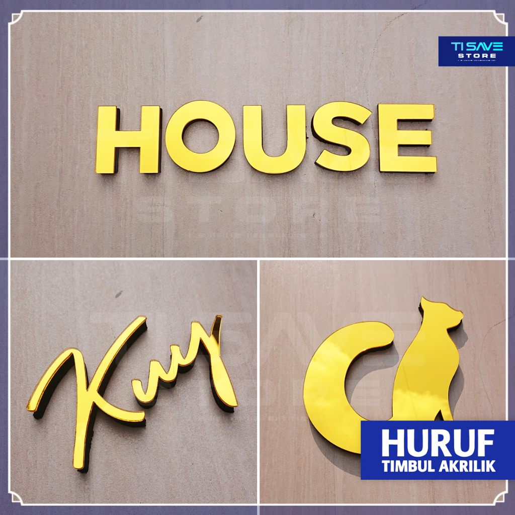 Jual Huruf Timbul Akrilik / Tulisan Timbul Dinding / Costum Bentuk