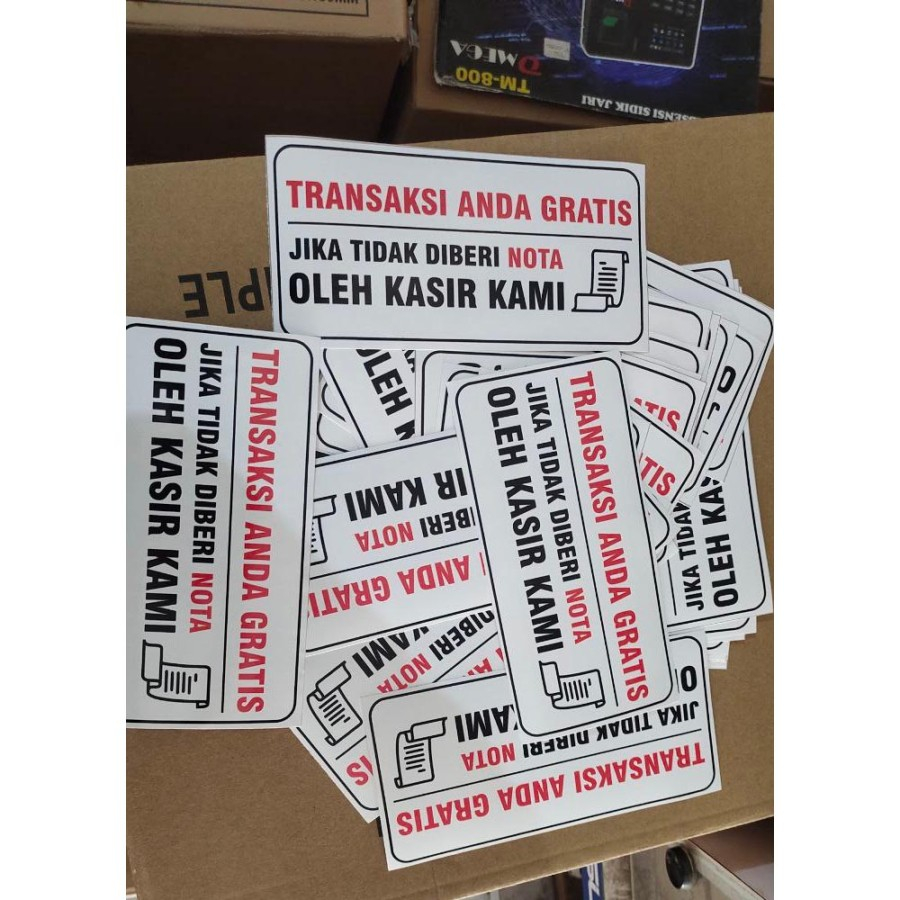 Jual Stiker Kasir Tanpa Nota GRATIS Bahan Vinyl Anti Air 20x10cm ...