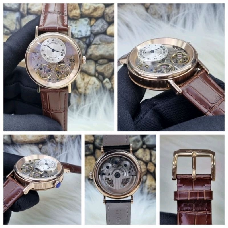 Jual JAM TANGAN BREGUET TALI KULIT AUTOMATIC TOURBILLON 4.0MM