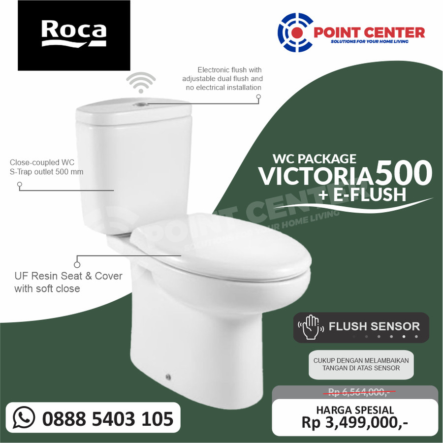 Jual ROCA PROMO CLOSET DUDUK VICTORIA 500 ELONGETED + E-FLUSH | Shopee ...