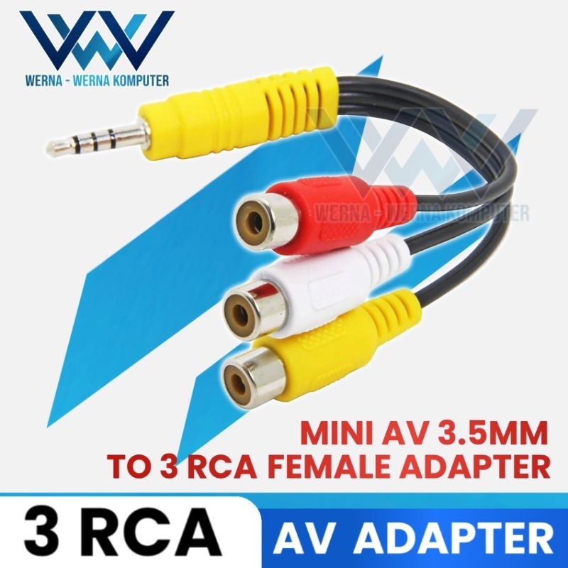 Jual Kabel Jack 3.5mm Mini AV 3.5MM to 3 RCA Female / 3,5mm male to 3 ...
