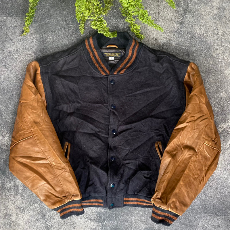 Jual Jacket Varsity Leather By Brooks Brothers Shopee Indonesia