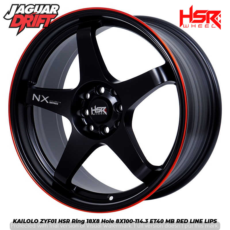 Jual VELG MOBIL PALANG 5 HSR KAILOLO RING 18 WARNA HITAM LIS MERAH