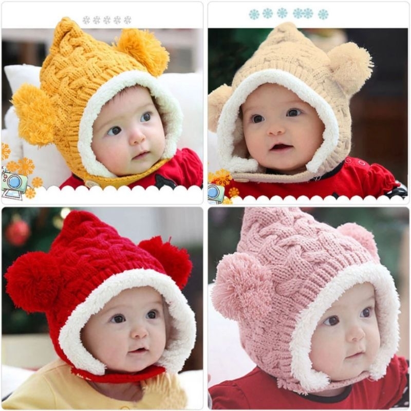 Jual TOPI RAJUT BAYI ANAK BEANIES KUPLUK MODEL KERUCUT ONDEL ONDEL ...