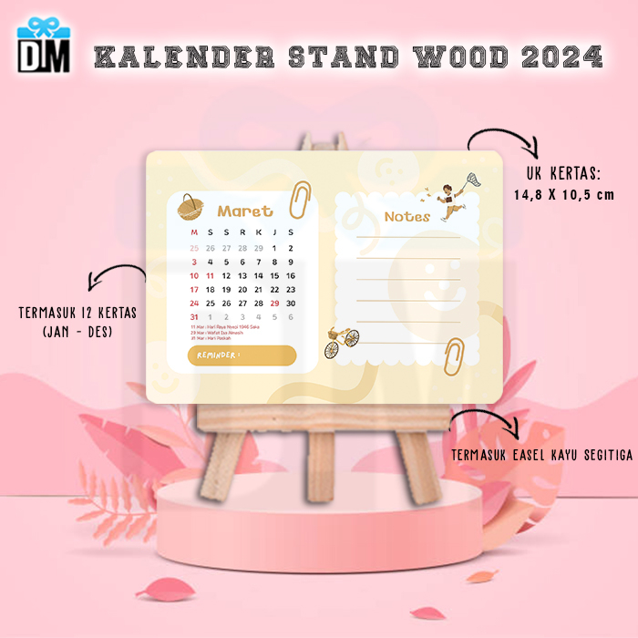 Jual Kalender Duduk Aesthethic 2024 2025 2026 Kalender Lengkap Kayu M