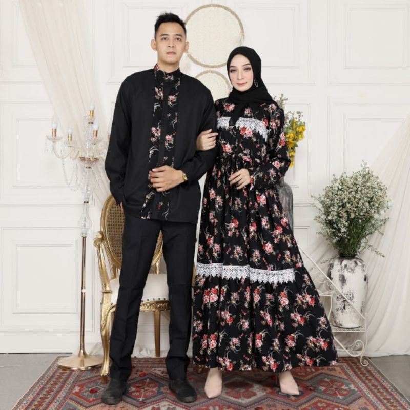 Jual Hs Baju Couple Kondangan Kekinian Modern Kapel Pesta Elegan Mewah Pasangan Muslim Amena