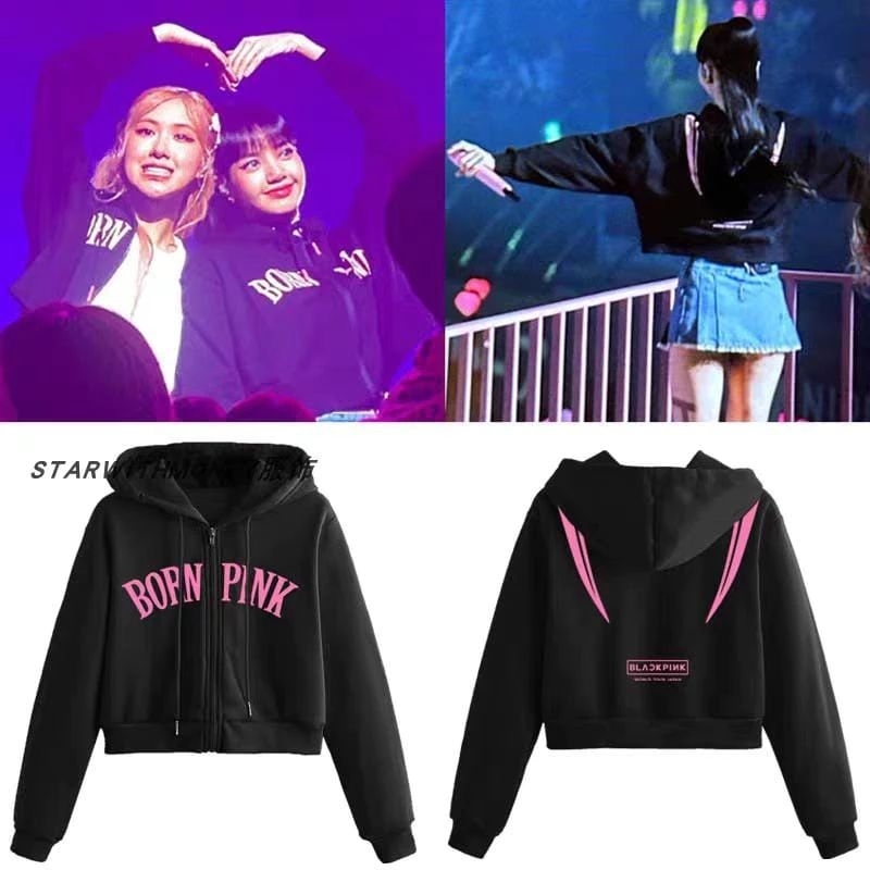 ALU CROP HOODIE BORNPINK BLACKPINK ZIPPER JACKET