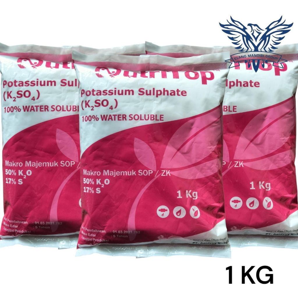 Jual Pupuk Kalium Sulfat K2so4 1 Kg Nutritop Sop Potassium Sulphate Pupuk Untuk Tanaman Shopee