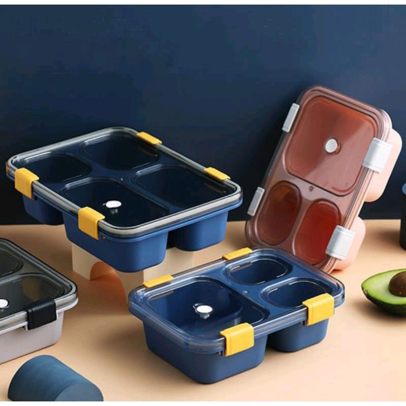 Jual LUNCH BOX 3 SEKAT / KOTAK MAKAN BERSEKAT ANTI TUMPAH FREE SENDOK ...
