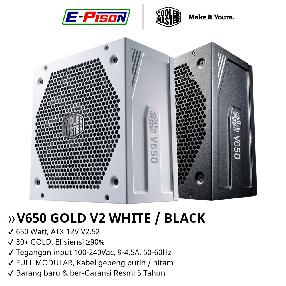 Jual PSU 650 watt 80+ Gold Cooler Master V650 GOLD V2 Internal Power