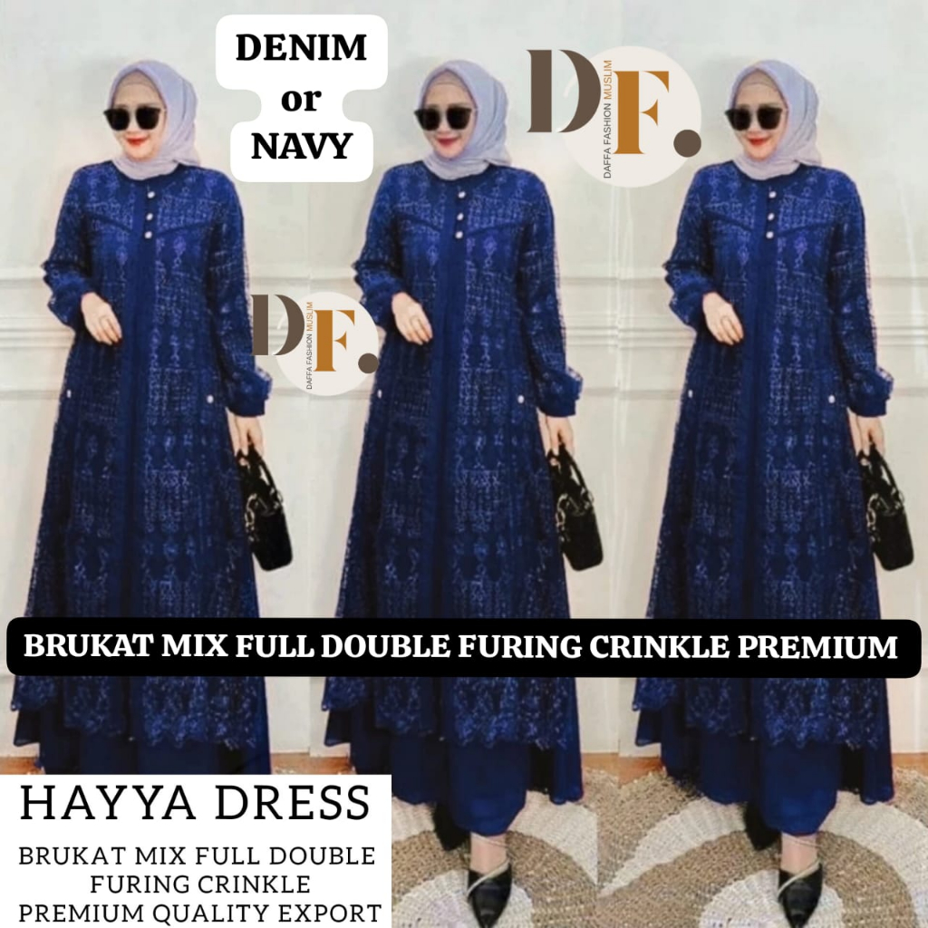 Jual Hayya Dress Brukat SIZE (M L XL XXL XXXL 4XL) Gamis Muslim DRESS ...