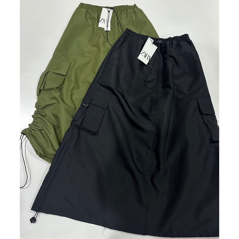 Jual ZARA CARGO SKIRT ARMY & BLACK Shopee Indonesia