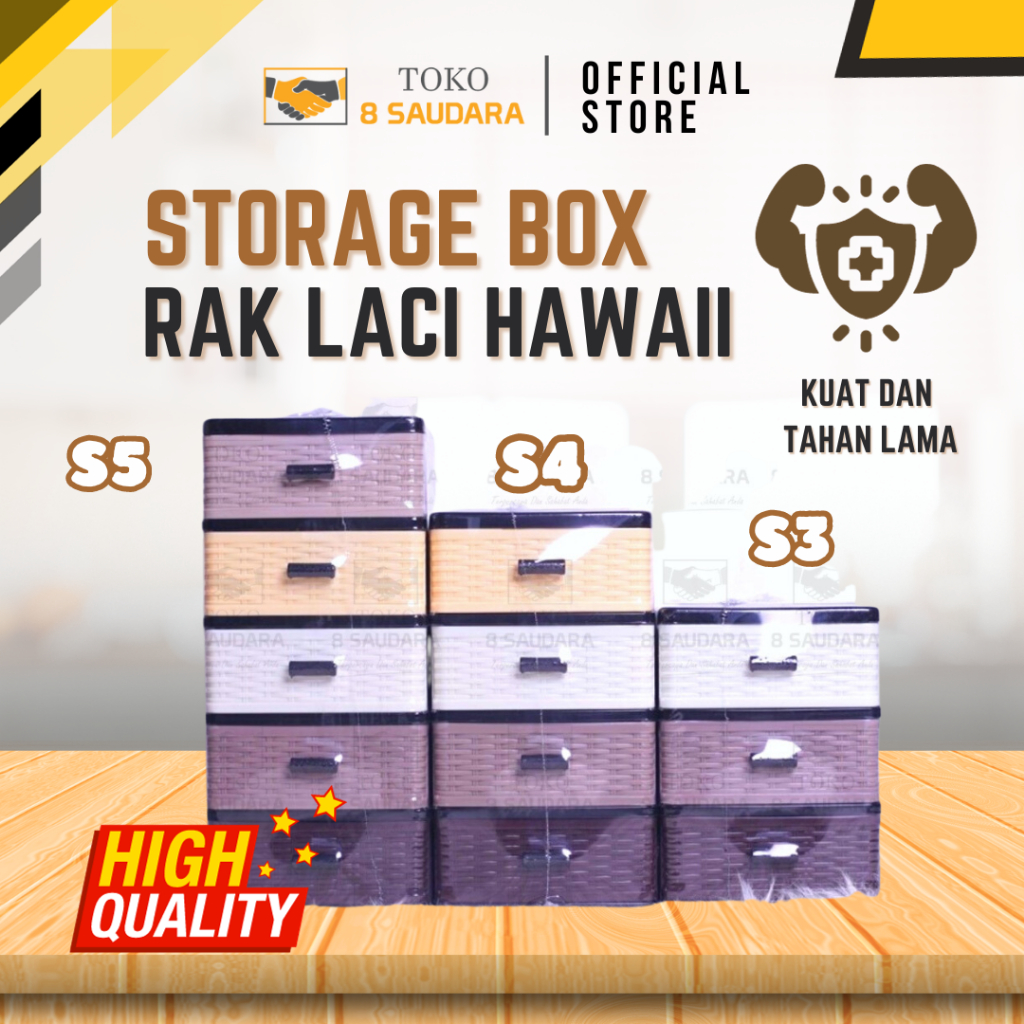 Jual Rak Mini Laci Plastik Hawaii 3 susun, 4 susun dan 5 susun / Rak ...