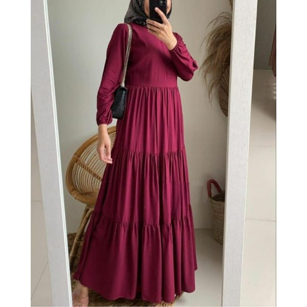 hanum dress gamis size m xl xxl 5L gamis susun rayon polos