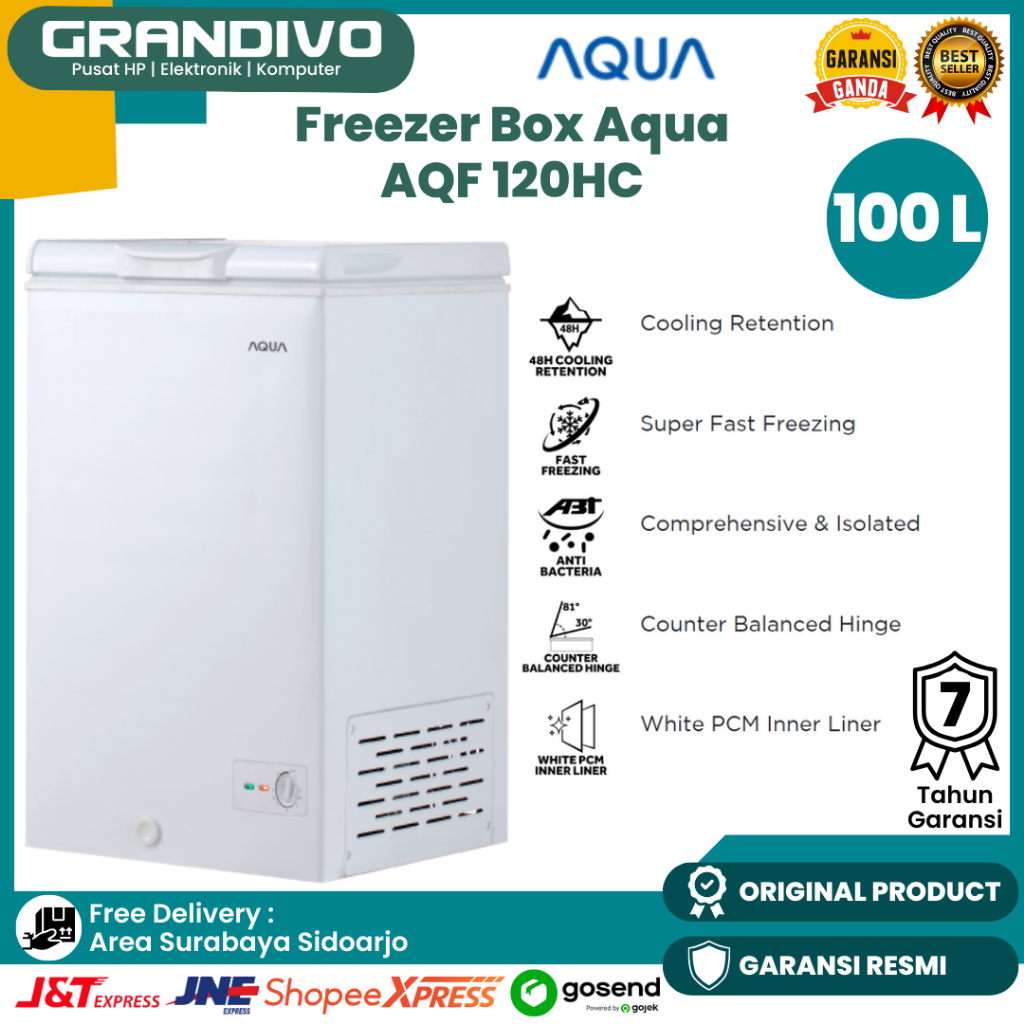 Jual Freezer Box Aqua 100 Liter AQF 120HC Fast Freezing Low Watt BARU Grandivo Shopee Indonesia