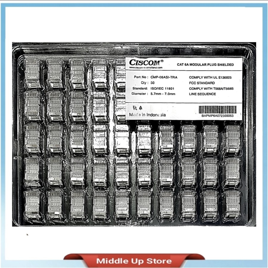 Jual Ciscom CMP-06ASI-TRA MODULAR PLUG RJ-45 SHIELDED CAT.6A (50/pack ...