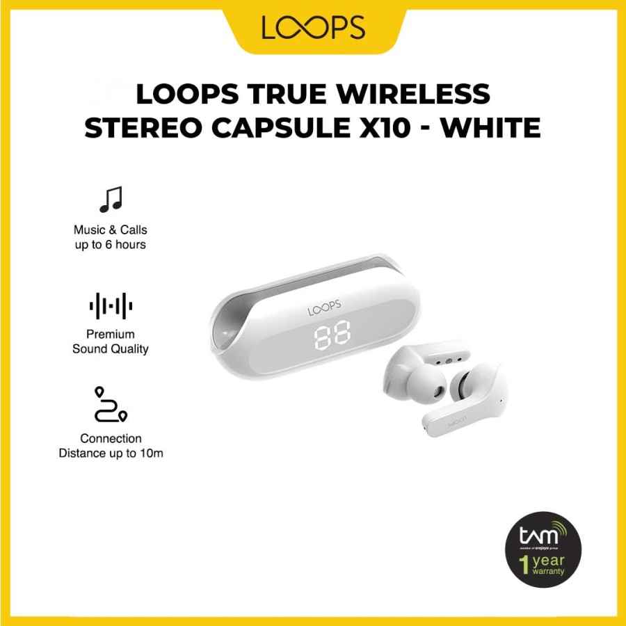 Jual LOOPS True Wireless Stereo Capsule X10 TWS Bluetooth - White ...