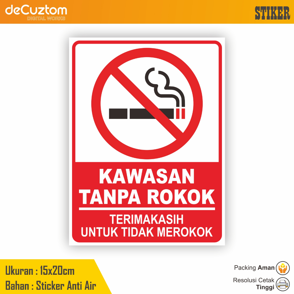 Jual Sticker Dilarang Merokok / Stiker Larangan Dilarang Merokok ...