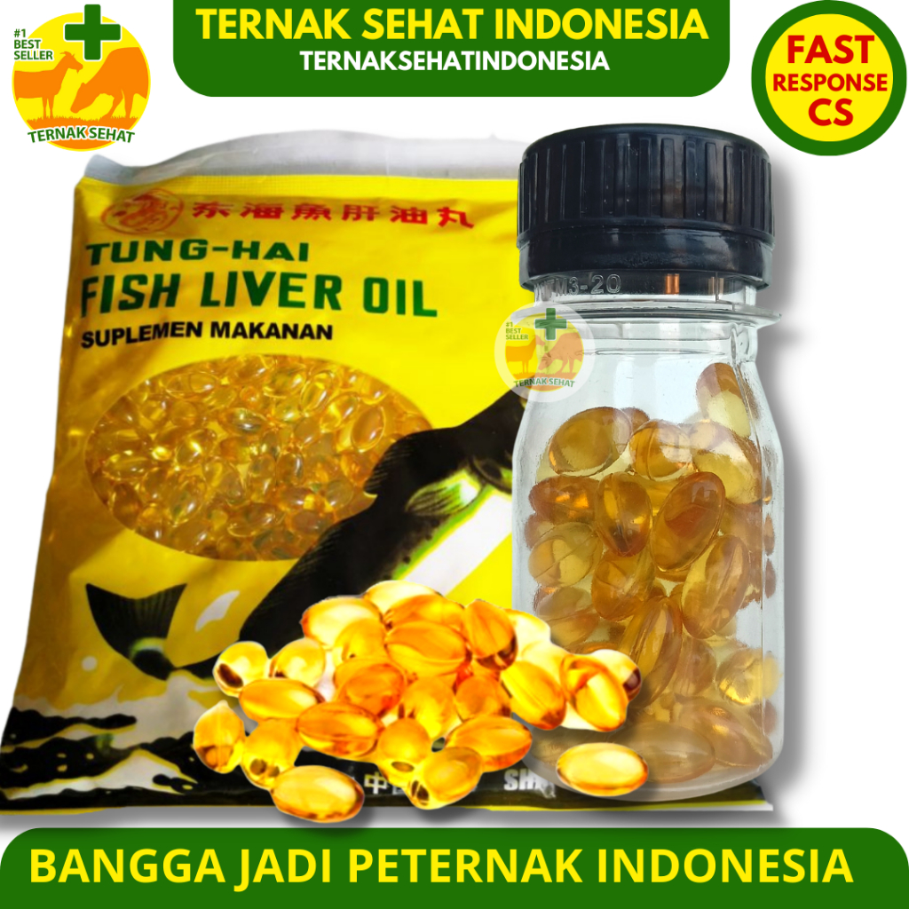 Jual MINYAK IKAN 1 BOTOL (50Capsul) Fish Liver Oil & Vitamin Untuk