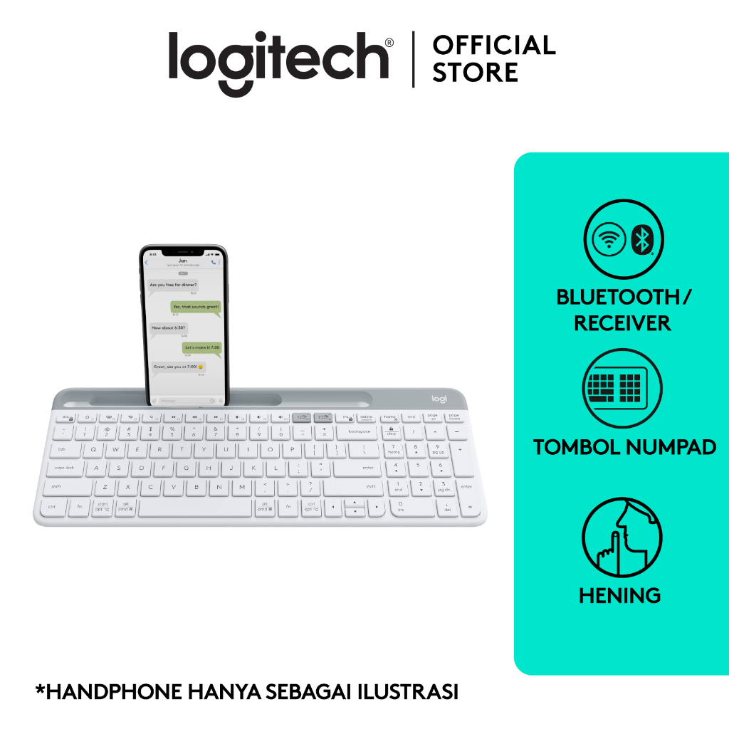 Logitech K580 Keyboard Slim Multi-Device - White