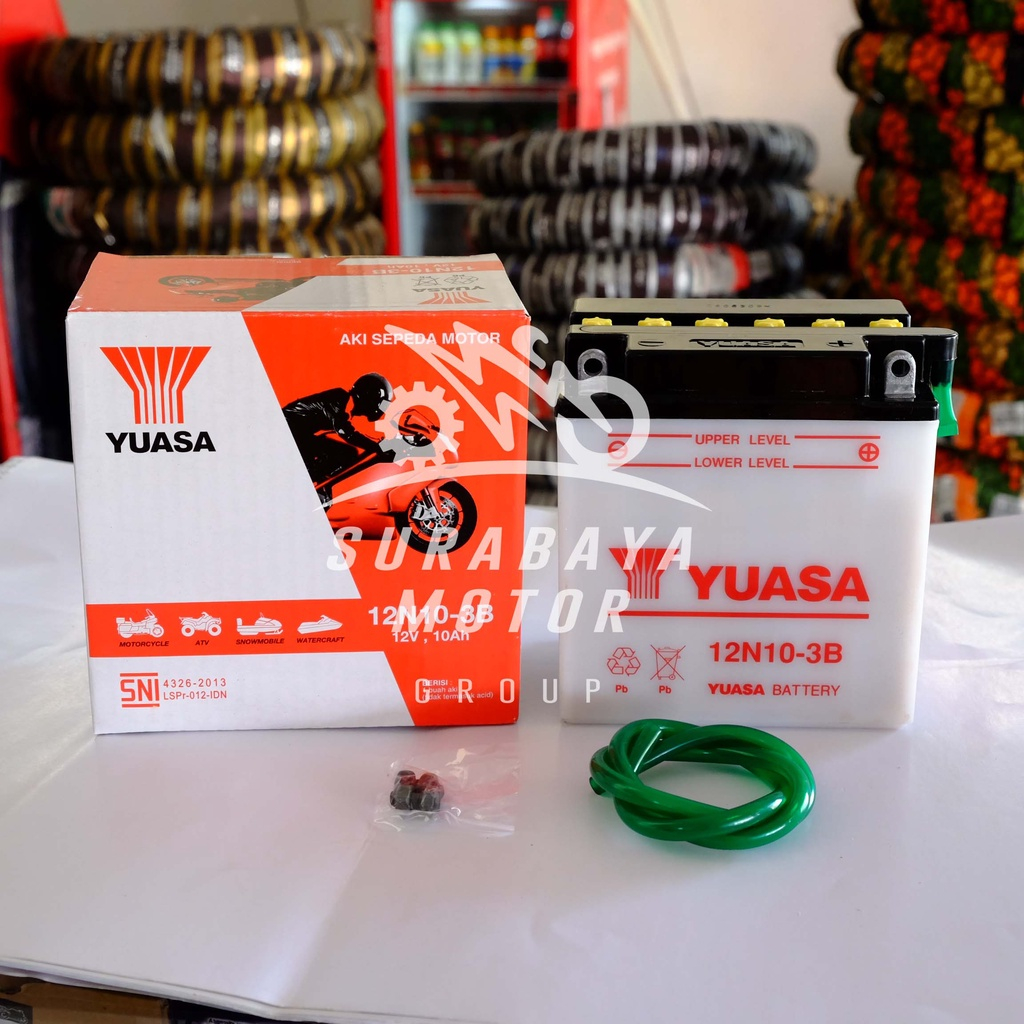 Jual Aki Motor Yuasa 12N10-3B Basah 12Volt Vespa Thunder Viar Tossa