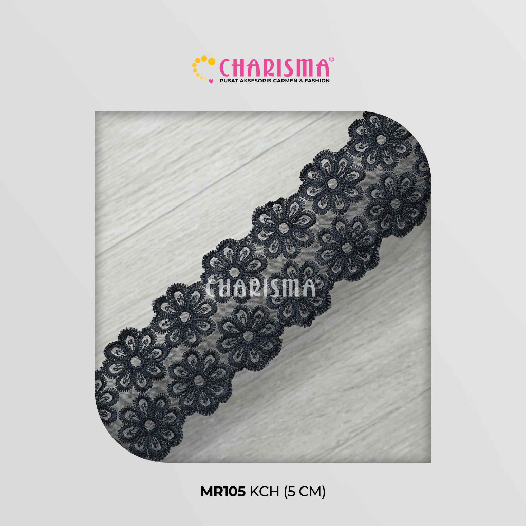 Jual Charisma Renda Tulle Bordir MR 105 KC Hitam - Kain Tulle Premium ...