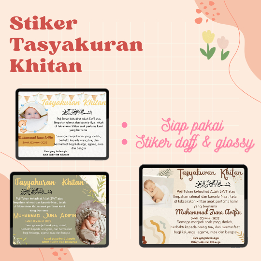 Jual Kartu Stiker Tasyakuran Khitan Stiker Sunatan Stiker Nasi Box