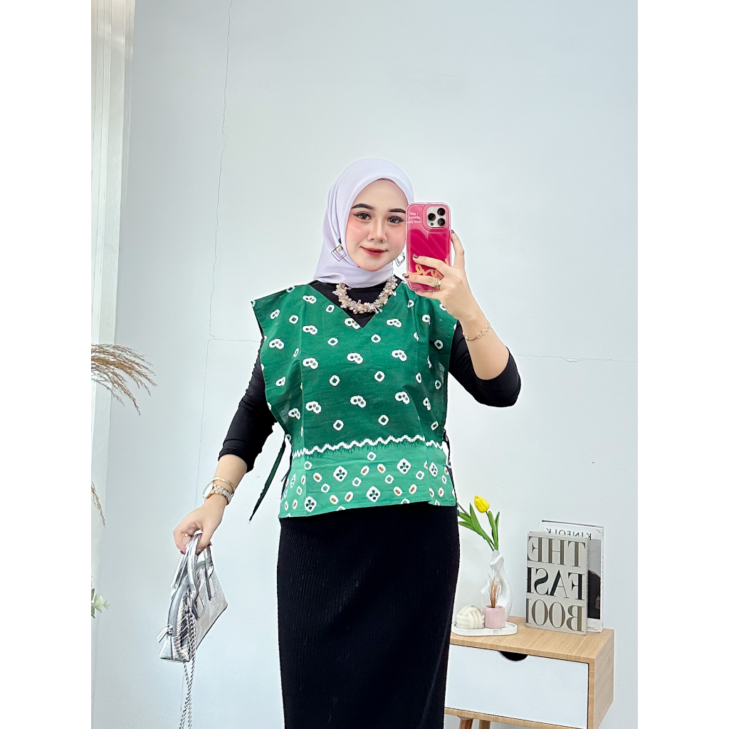 Jual Vest Jumputan Vest Batik Kekinian Vest Motif Qie Vest 